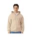 Mens midweight soft touch full zip hoodie sand Gildan