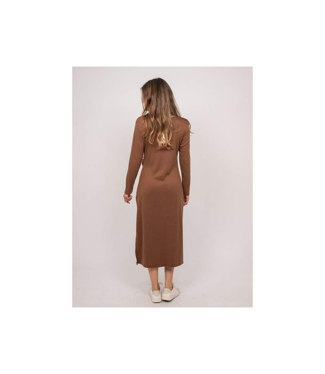 Robe longue maille douce drapé ILARISSE - Dona X Lisa-2
