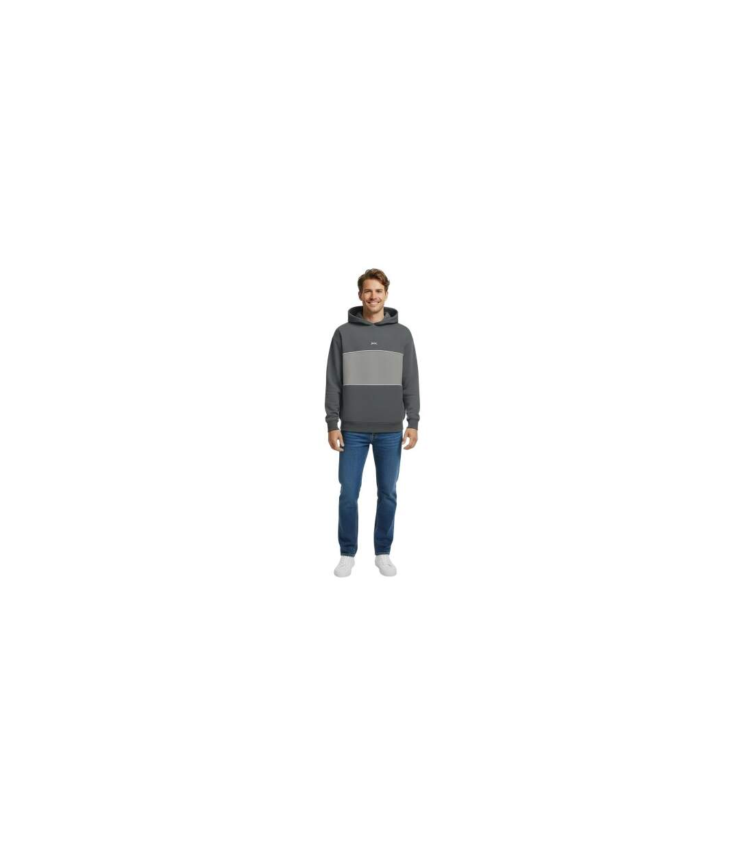 Sweat À Capuche Avec Cordons Motif/style Blocs De Couleurs Homme Ardoise Slazenger-1