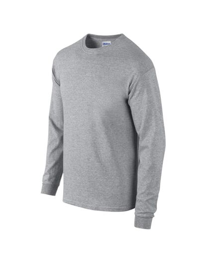 T-shirt Manches Longues Motif/style Uni Adulte Gris Gildan