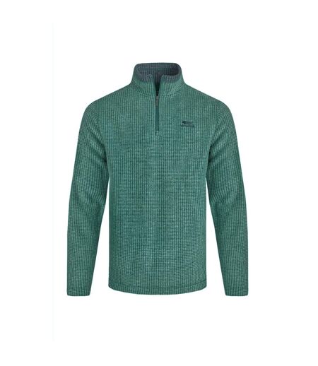 Mens newark grid eco friendly quarter zip fleece top leaf green Weird Fish