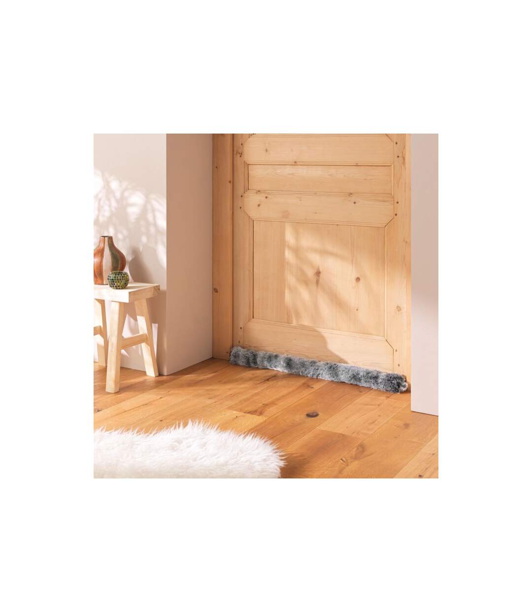 Boudin Bas de Porte Imitation Fourrure Antartic 80cm Gris-3