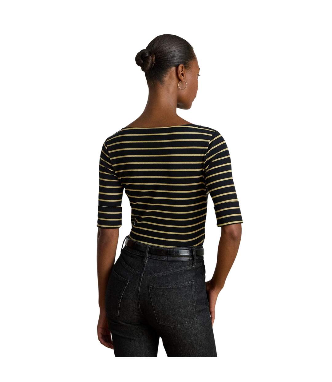 T-shirt Motif/style À Rayures Judy Femme Noir Jaune Or Ralph Lauren-3