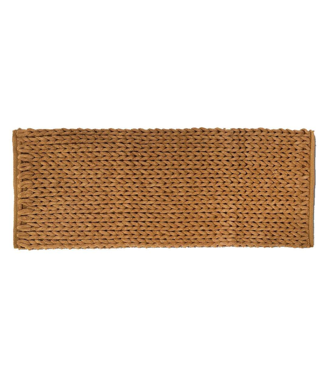 Tapis de Salle de Bain Tissé Épais 50x120cm Moutarde-1