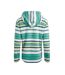 Womens/ladies lana stripe microfleece quarter zip hoodie aqua marine Weird Fish-2