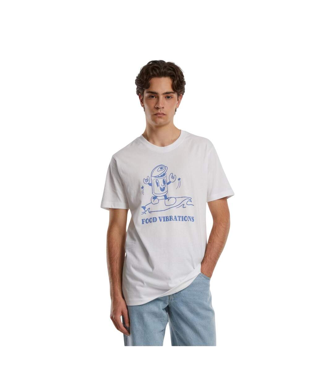 T-shirt Food Vibrations Homme Blanc Mister Tee-1