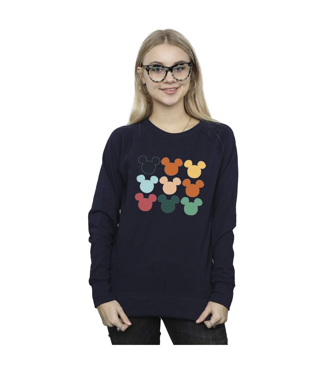 Disney Sweatshirt carré à tête de Mickey Mouse Femme/Ladies (Bleu marine) - UTBI29085-2