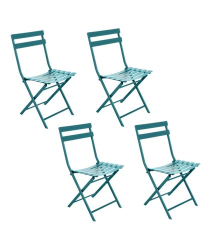 Lot de 4 chaises de jardin pliables en métal Greensboro - Bleu canard