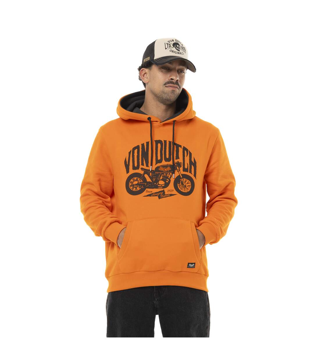 Sweat homme à capuche en molleton avec print devant Vondutch-1