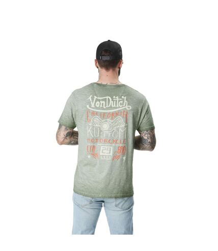 T-shirt homme col V en slub avec traitement et print Naive Vondutch