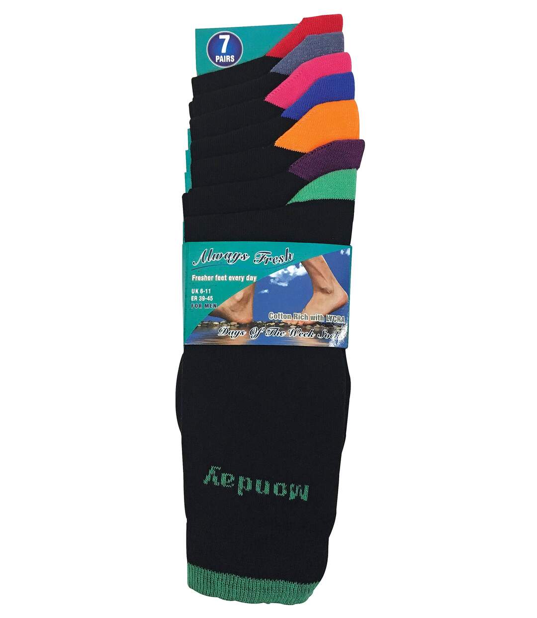 7 Pr Chaussettes Homme Jours de la Semaine Coton