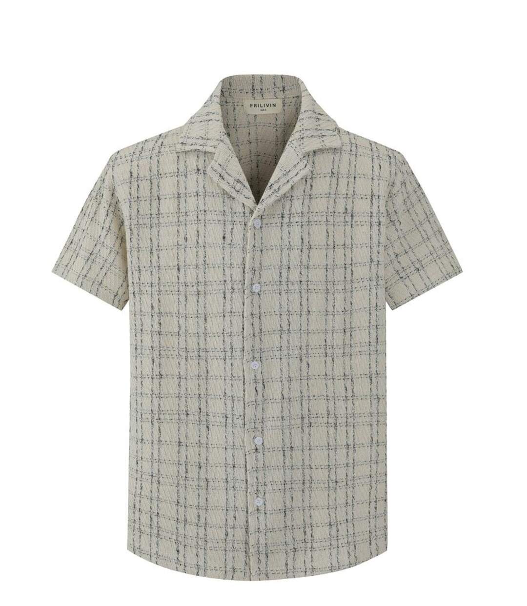 Chemise homme manches courtes à carreaux décontracté couleur blanc