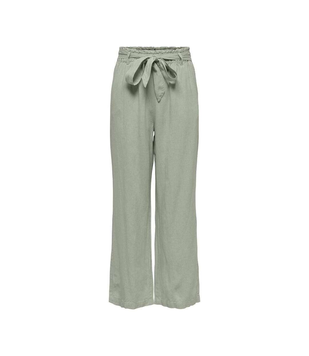 Pantalon vert femme jdy linen-1