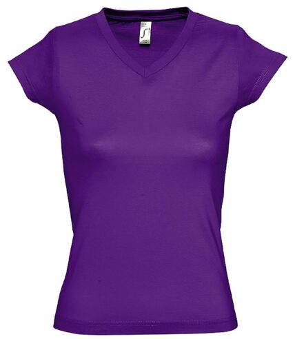 T-shirt manches courtes col V - Femme - 11388 - violet