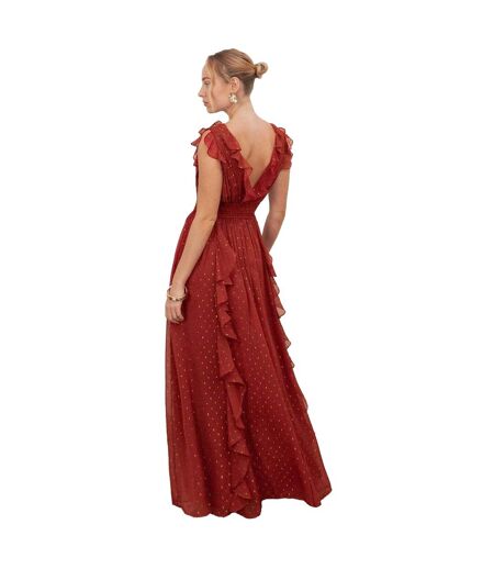 Robe Longue Manches Style Cascade Femme Rouge Piment Anaya With Love