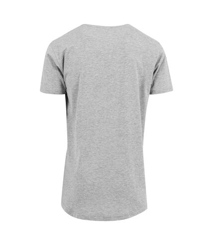 Build Your Brand Mens Shaped Long Short Sleeve T-Shirt (Heather Gray)