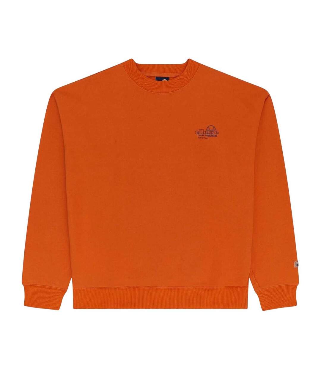 Mens Logo Ribbed Collar Long-sleeved Sweatshirt Orange Ellesse-1