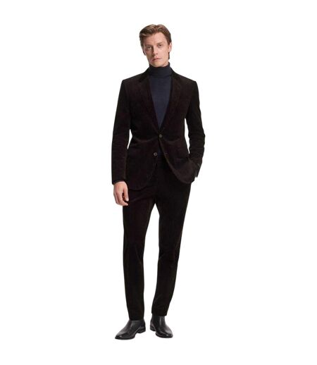 Mens Beckham Striped Pleat Front Trousers Brown Boss