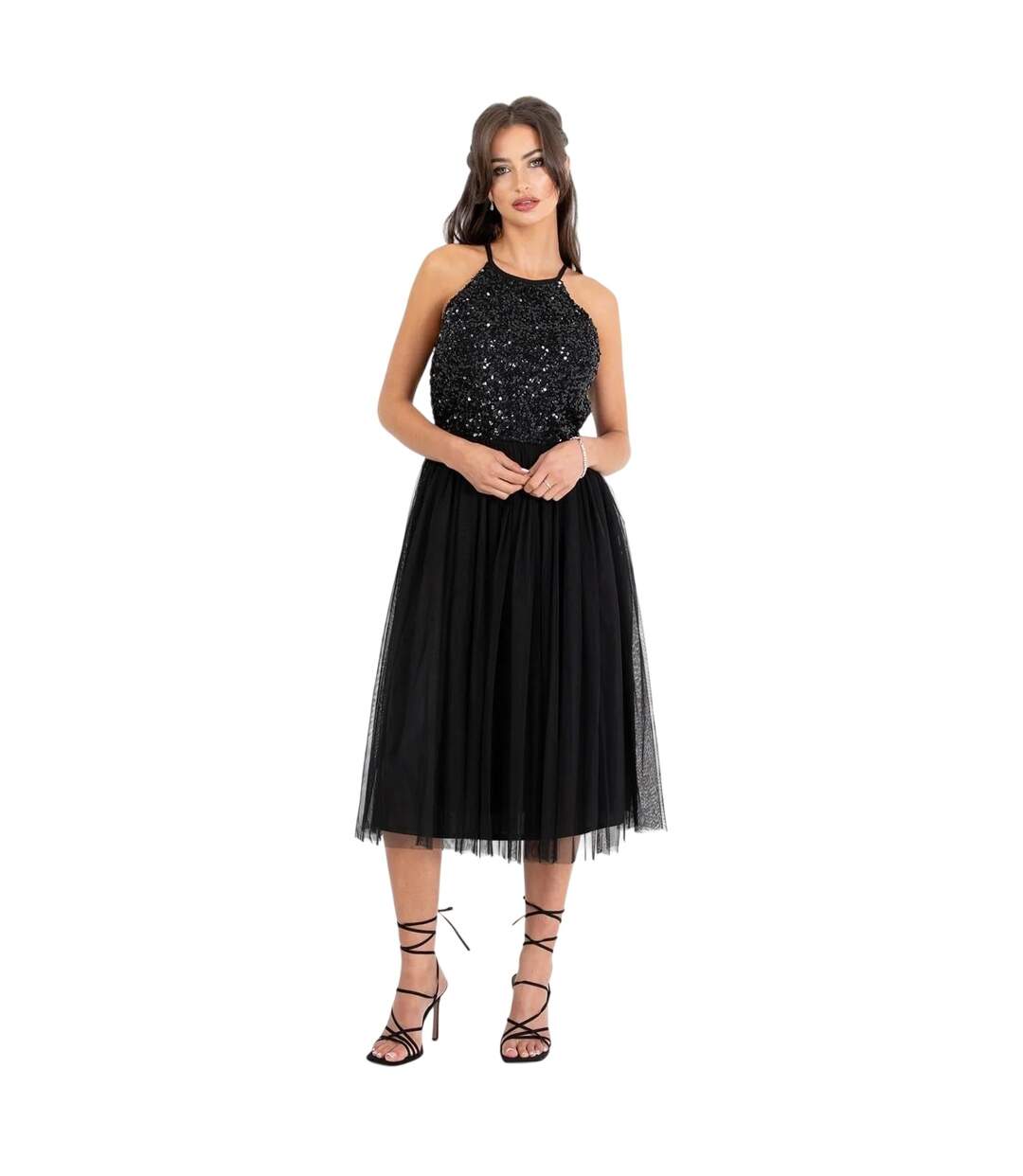 Robe Mi-longue Officiel Femme Noir Deluxe-2