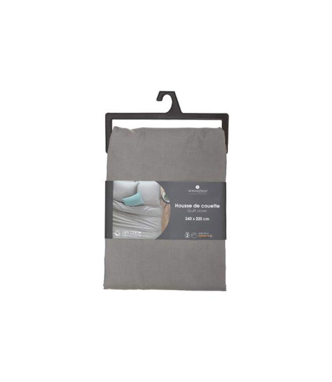Housse de Couette Intérieur 240x220cm Gris-3