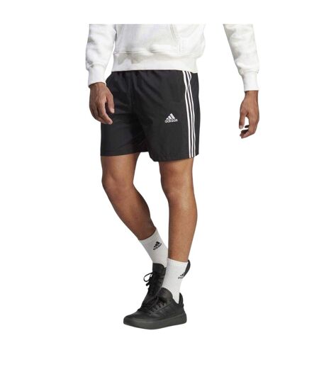 Mens 3 Stripes Shorts Black White Adidas