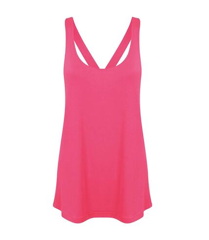 Skinni Fit Womens/Ladies Fashion Workout Tank Top (Neon Pink)