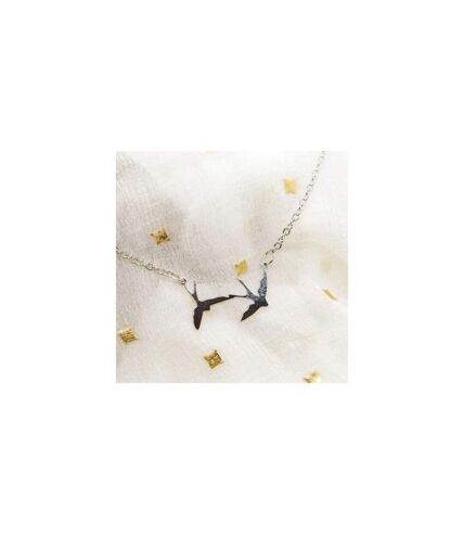 Two Nature Birds Charm Silver And Gold Minimalistic Pendant Necklace