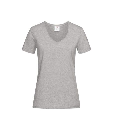 T-shirt Col V Femme Gris Chiné Stedman