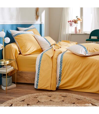 Parure de lit percale de coton ROMY AMBRE Taie 65x65 cm