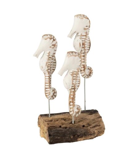 Statuette Déco 3 Hippocampes 27cm Blanc