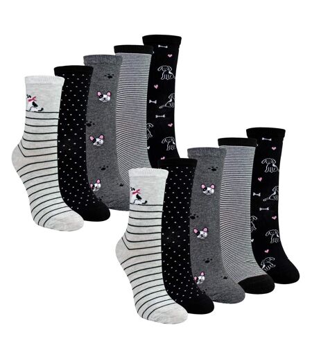 Sock Snob - 10 Paires de Chaussettes Femme Chien en Coton Douces et Confortables