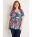 T-shirt ample long fleuri manches courtes-1