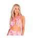 Haut Court Motif/style Tie-dye Femme Rose Missy Empire-1