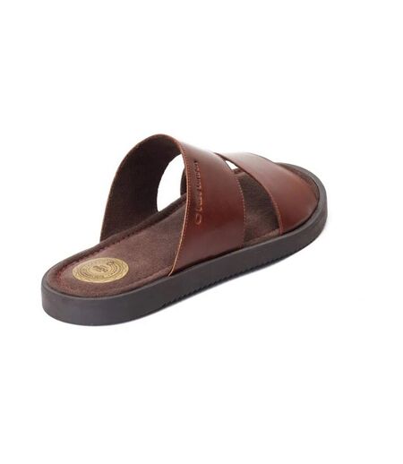 Mens maven leather sandals burnt brown Base London