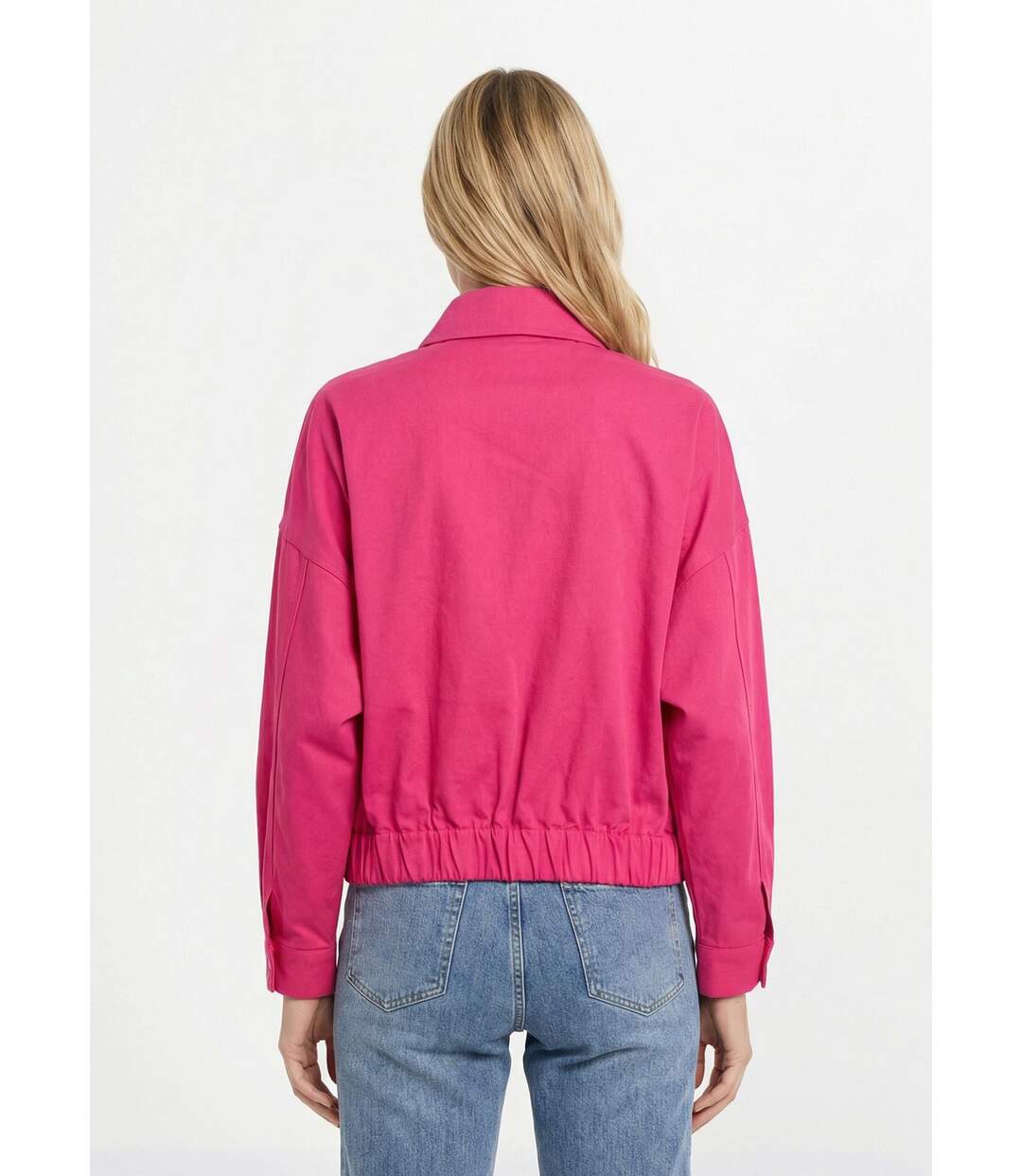 Blouson zippé en toile, taille resserrée-2
