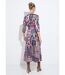Robe longue satin imprimé ethnique manches 3/4-2