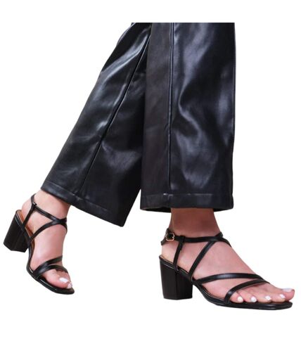 Womens/ladies sidra pu crossover strap extra wide medium block sandals black Where´s That From