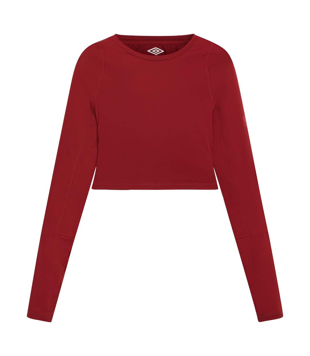 Womens/ladies Pro Long-sleeved Training Crop Top Sundried Tomato Umbro-2