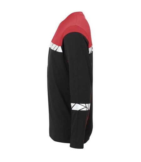 Mens Progression Hi-vis Long-sleeved T-shirt Black Red Projob
