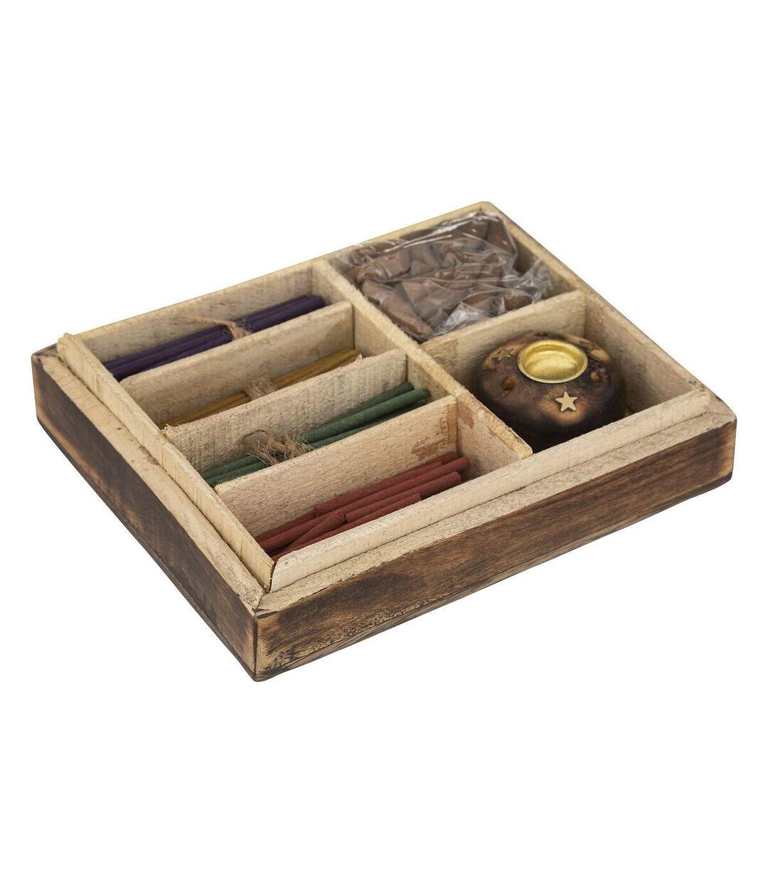 Coffret d'Encens en Bois Taly 25cm Marron-2