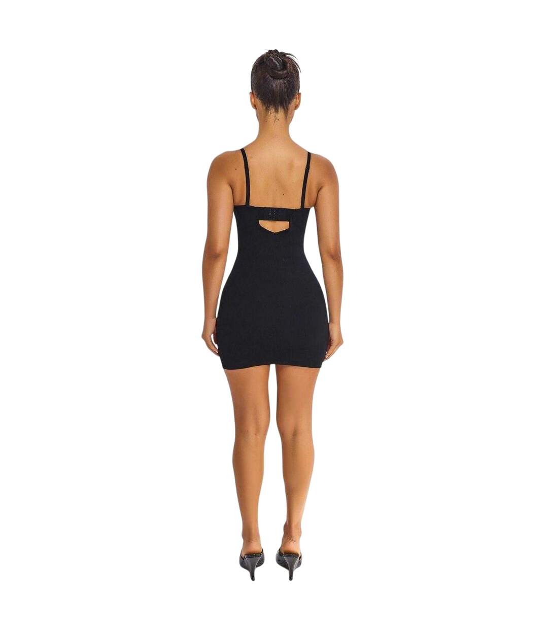 Robe Courte Sans Manches Motif/style Sculté Femme Noir Mars-3