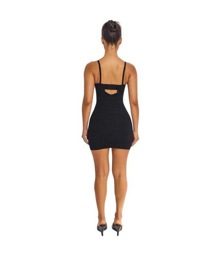 Robe Courte Sans Manches Motif/style Sculté Femme Noir Mars
