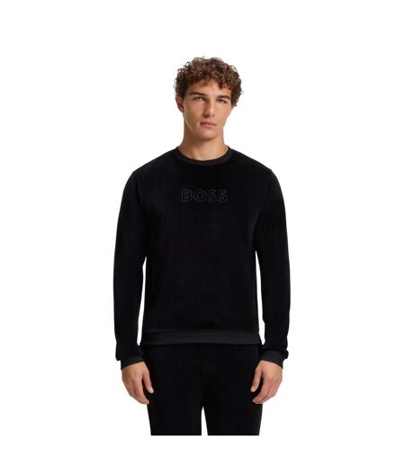 Mens Velour Sweatshirt Black Hugo