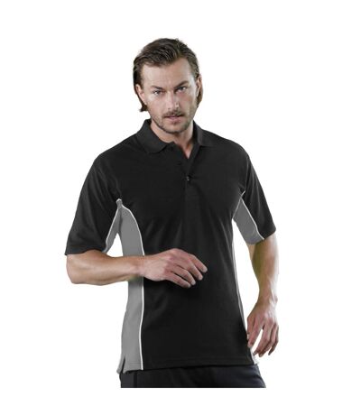 Gamegear® Mens Track Pique Short Sleeve Polo Shirt Top (Black/Grey/White) - UTBC412