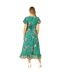 Robe Portefeuille Motif/style Grue Femme Vert Yumi-3
