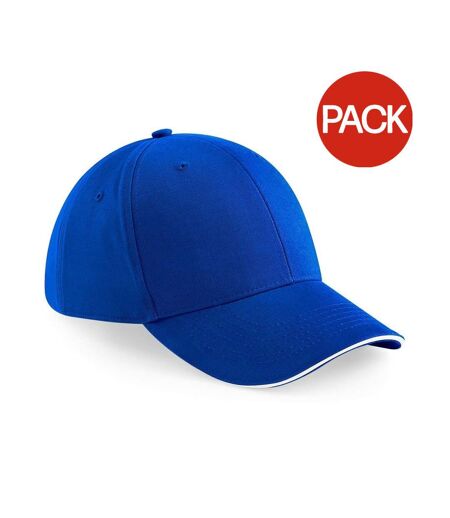 Beechfield Adults Unisex Athleisure Cotton Baseball Cap (Pack of 2) (Bright Royal/White) - UTBC4243