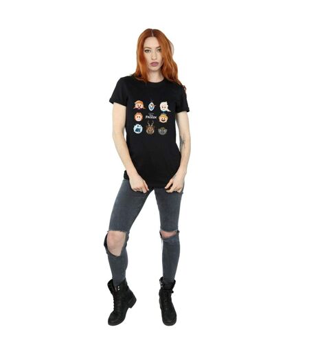 Disney T-shirt boyfriend en coton pour femmes/femmes Frozen Heads (Noir) - UTBI24668