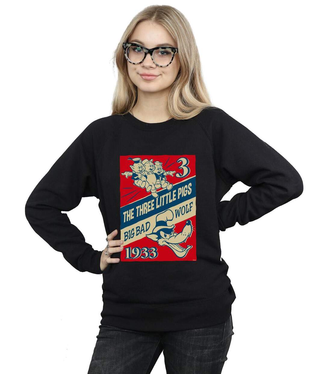 Disney - Sweat THREE LITTLE PIGS AND THE BIG BAD WOLF - Femme (Noir) - UTBI13554-2