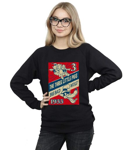 Disney - Sweat THREE LITTLE PIGS AND THE BIG BAD WOLF - Femme (Noir) - UTBI13554