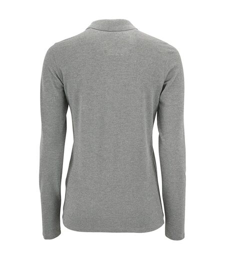 SOLS Womens/Ladies Perfect Long Sleeve Pique Polo Shirt (Grey Marl) - UTPC3999